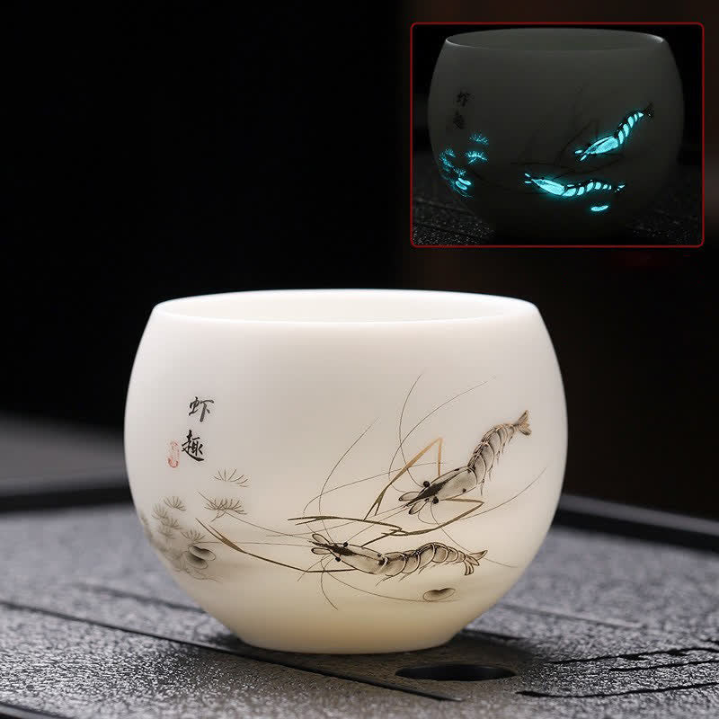 Buddha Stones 夜光風景鯉の陶器製工夫茶碗 - エビ - image 4