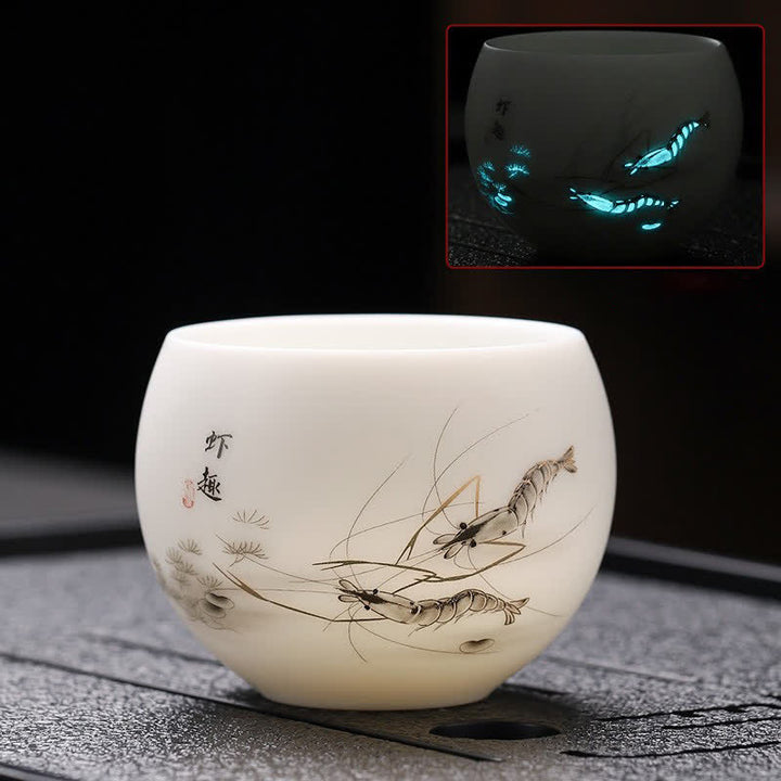 Buddha Stones 夜光風景鯉の陶器製工夫茶碗 - エビ - image 4