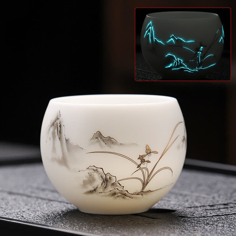 Buddha Stones 夜光風景鯉の陶器製工夫茶碗 - 植物 - image 3
