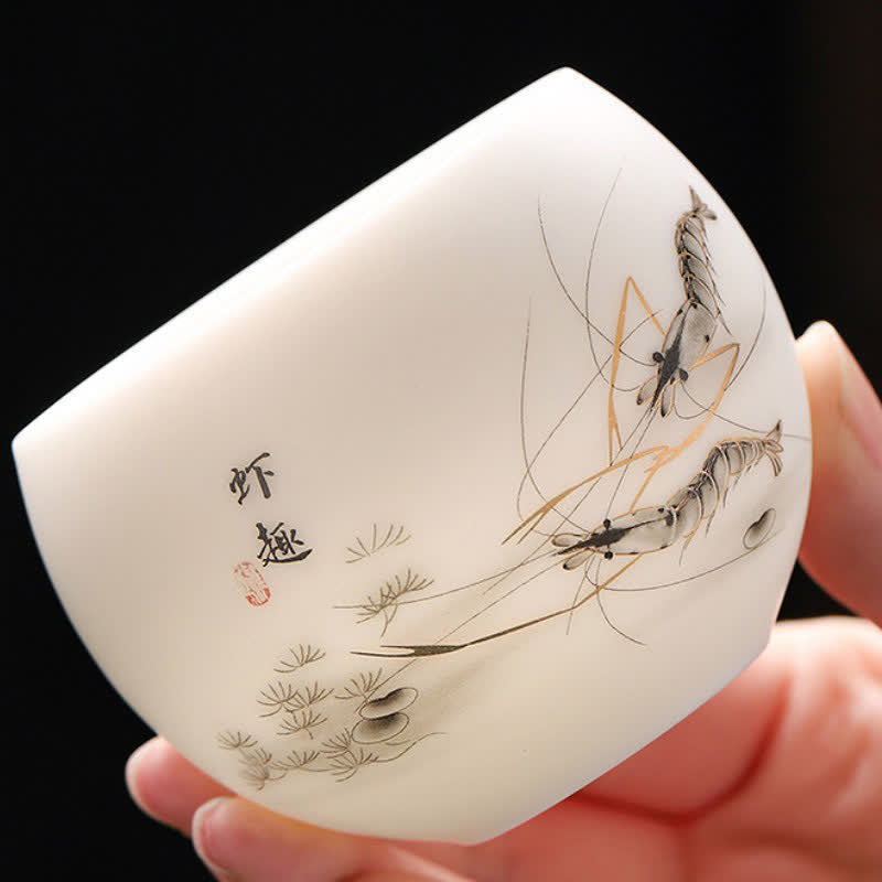 Buddha Stones 夜光風景鯉の陶器製工夫茶碗 - image 5