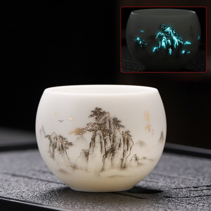 Buddha Stones 夜光風景鯉の陶器製工夫茶碗 - 山 - image 2
