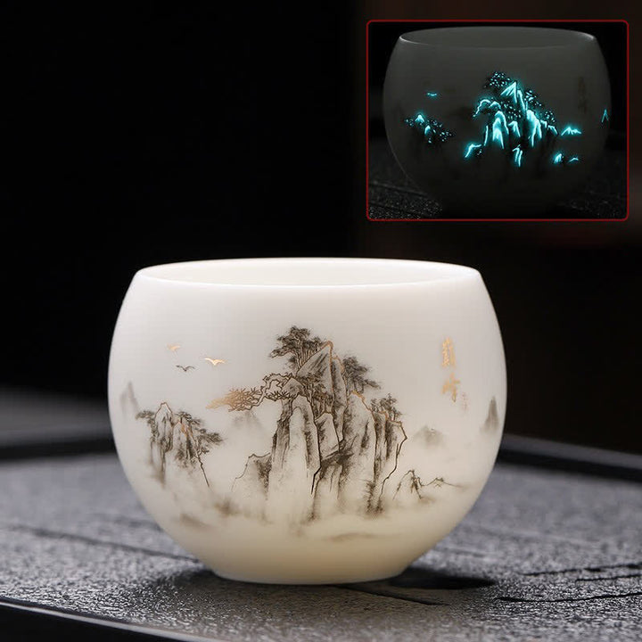 Buddha Stones 夜光風景鯉の陶器製工夫茶碗 - 山 - image 2