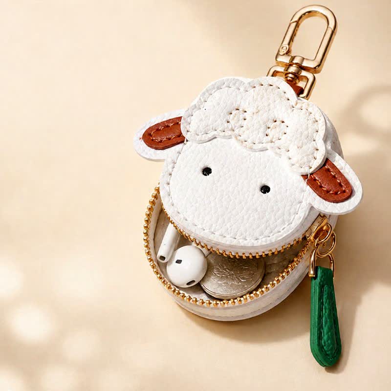 Buddha Stones 革製ラムゴートフェイスキーホルダー収納ウォレット - image 1