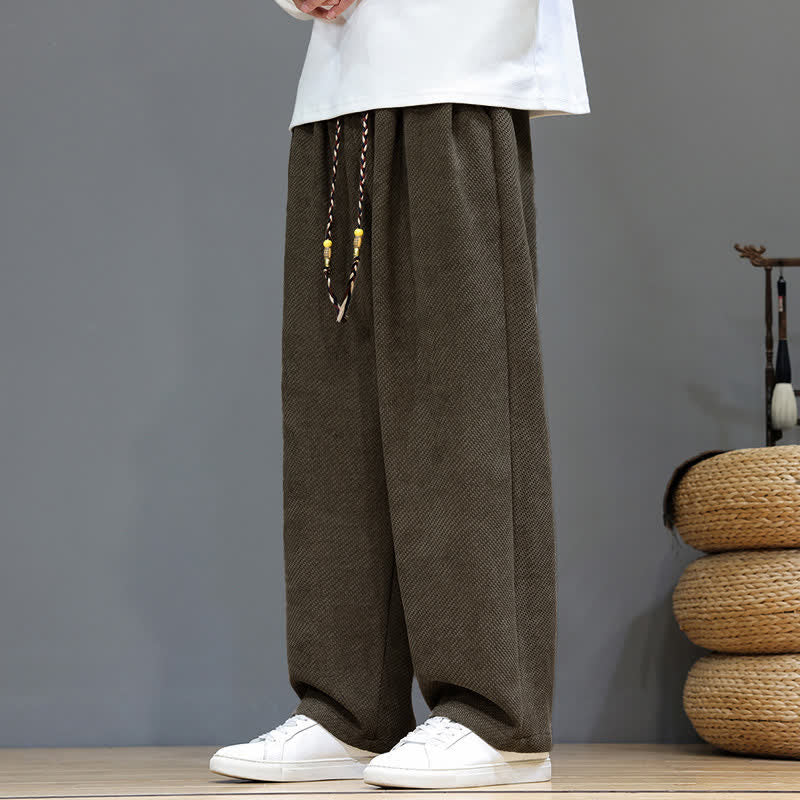 Buddha Stones 秋冬向け無地クラシックドローストリングソリッドアンクルパンツコーデュロイメンズストレートレッグパンツ（ポケット付き） - タン - US/UK/AU46, EU56 （5XL） - image 0