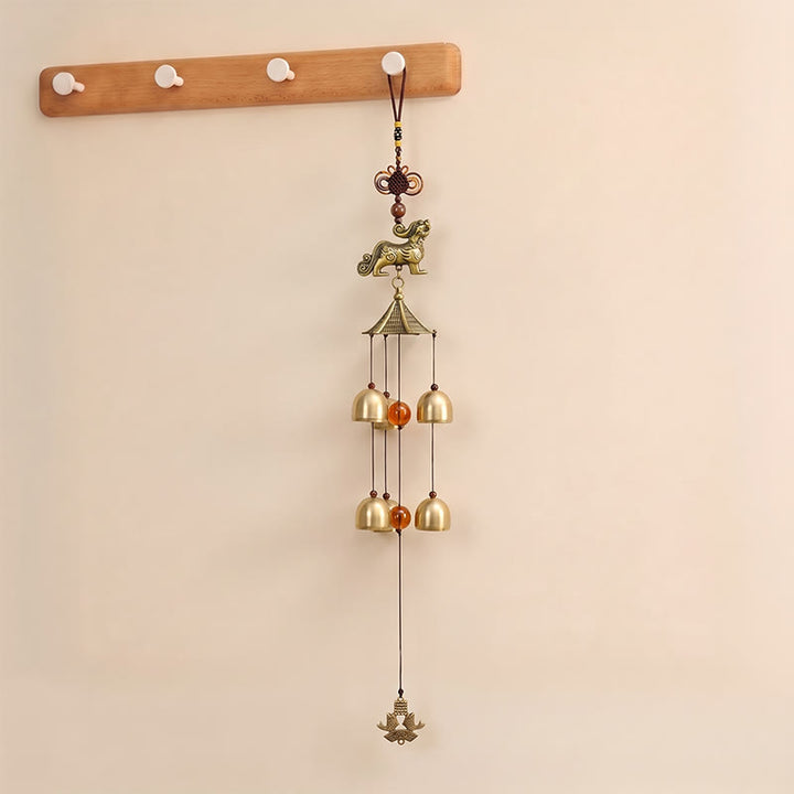 Buddha Stones 銅製貔貅財運塔六鐘財運風鈴 - image 1