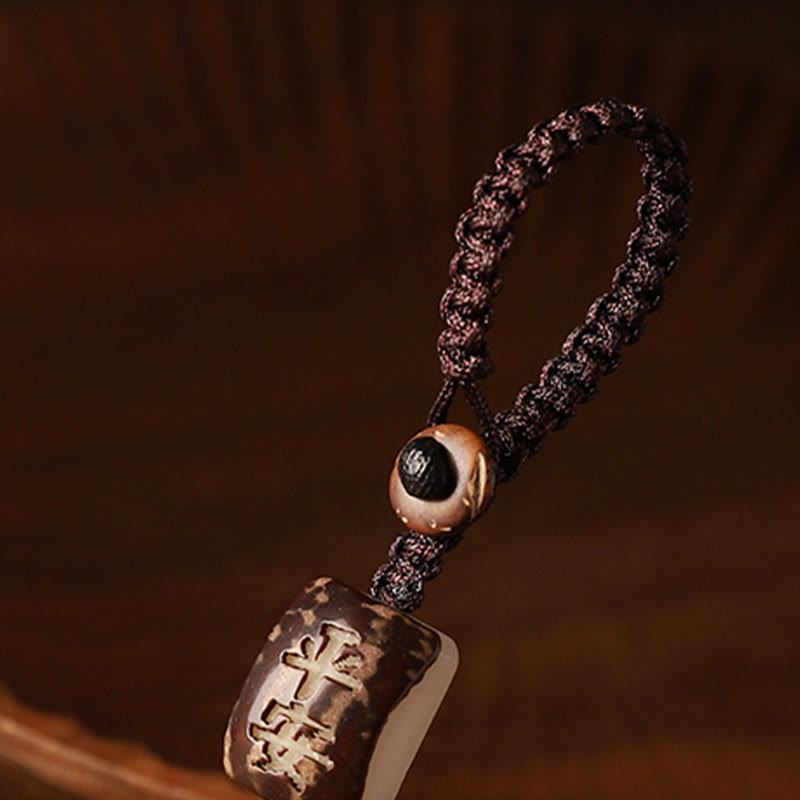 Buddha Stones小葉紫檀緑白檀 マネーバッグオーム・マニ・パドメ・フム回転式保護吊り下げ装飾 - image 8