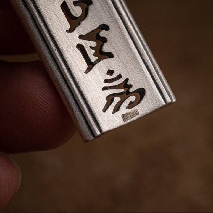 Buddha Stones999スターリングシルバーオーム・マニ・パドメ・フム彫刻入り 蓮の知恵ネックレスペンダント - image 9