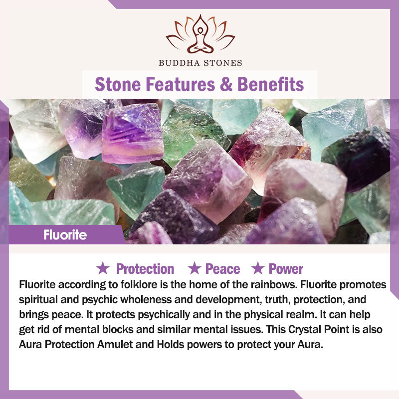 Buddha Stones 天然カラフルフローライト円筒形保護ネックレスペンダント - image 6