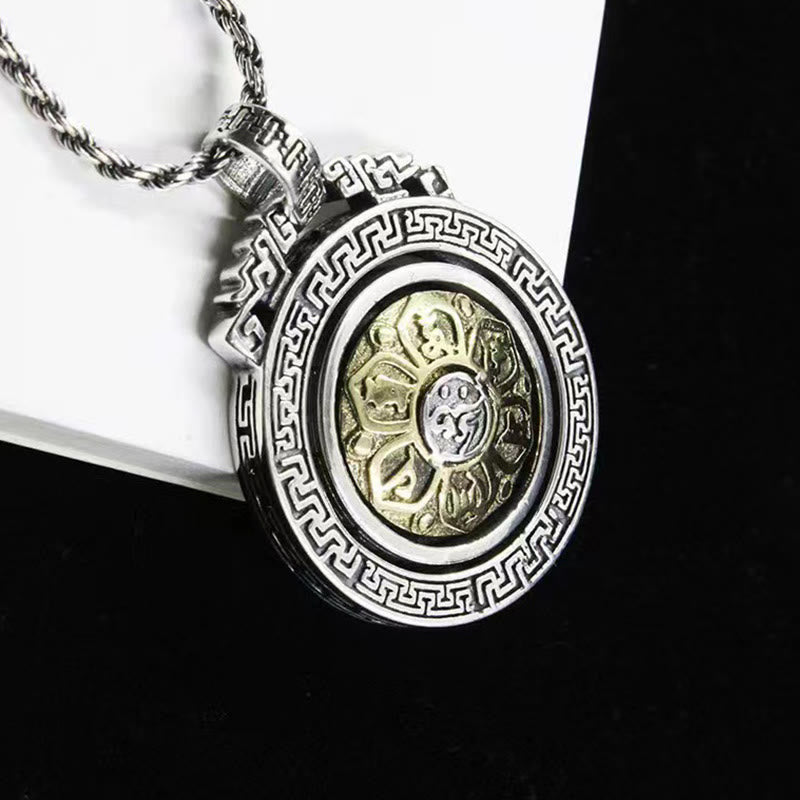 Buddha Stonesチベットオーム・マニ・パドメ・フムダブルドルジェ ヴァジュラ 回転式 純潔 平和 ネックレス ペンダント - オーム・マニ・パドメ・フム - image 0