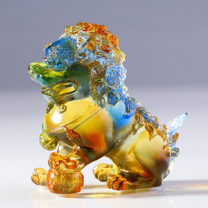 手作りのLiuliクリスタルライオンアートピースの強さホームオフィスの装飾