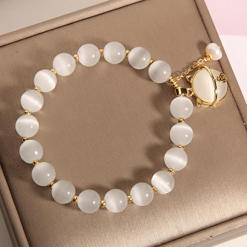 Buddha Stonesアイラブキャット柄パールラブチャームブレスレット - image 5