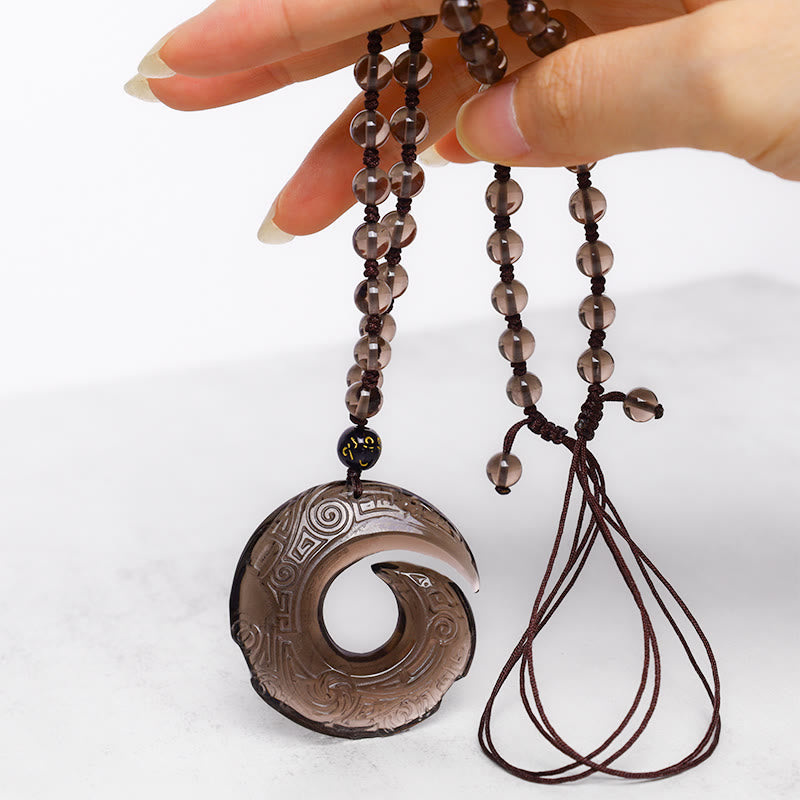 Buddha Stones天然黒曜石 アイスオブシディアン 強さのネックレスペンダント