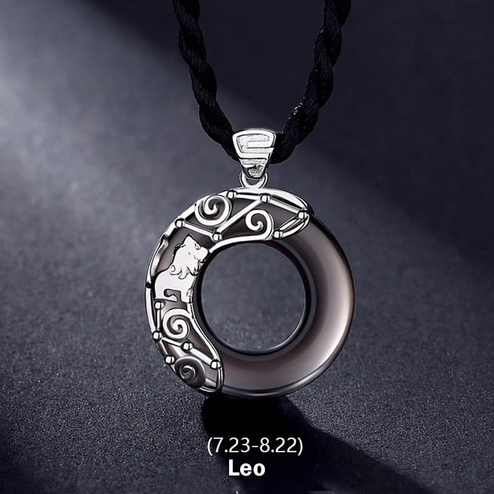 Buddha Stones12星座 アイスオブシディアン 祝福 ラウンドペンダントネックレス - レオ - ロープ - image 9