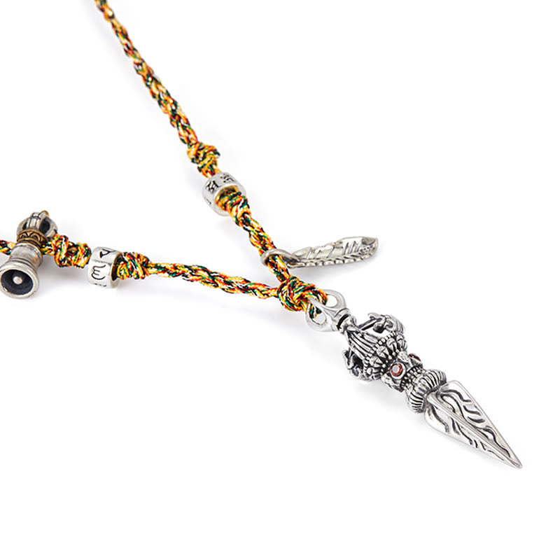 Buddha Stonesチベット ハンドメイド 925 スターリングシルバー ドルジェ ヴァジュラオーム・マニ・パドメ・フムフェザー ストレングス ネックレス ペンダント - image 9