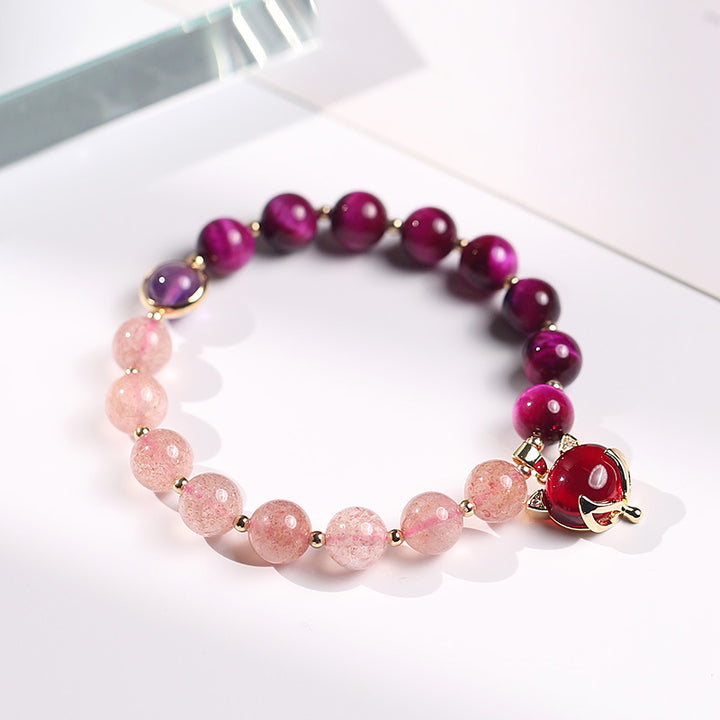 Buddha Stones天然ストロベリークォーツPiXiu愛ブレスレット