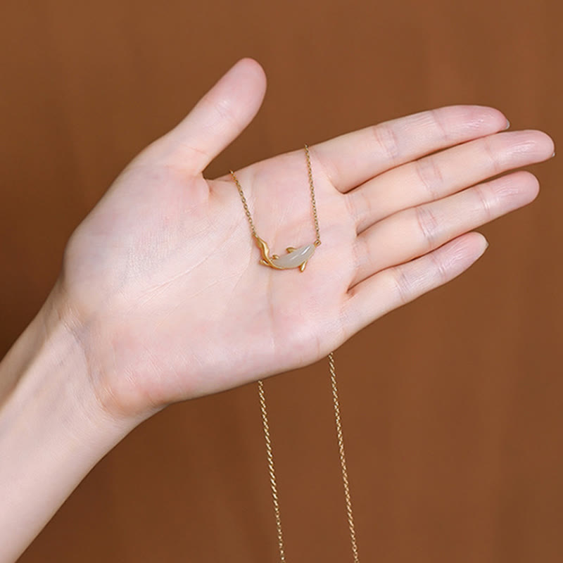 Buddha Stones925スターリングシルバー ホワイトジェイド ドルフィン 幸運のネックレスペンダント - image 17