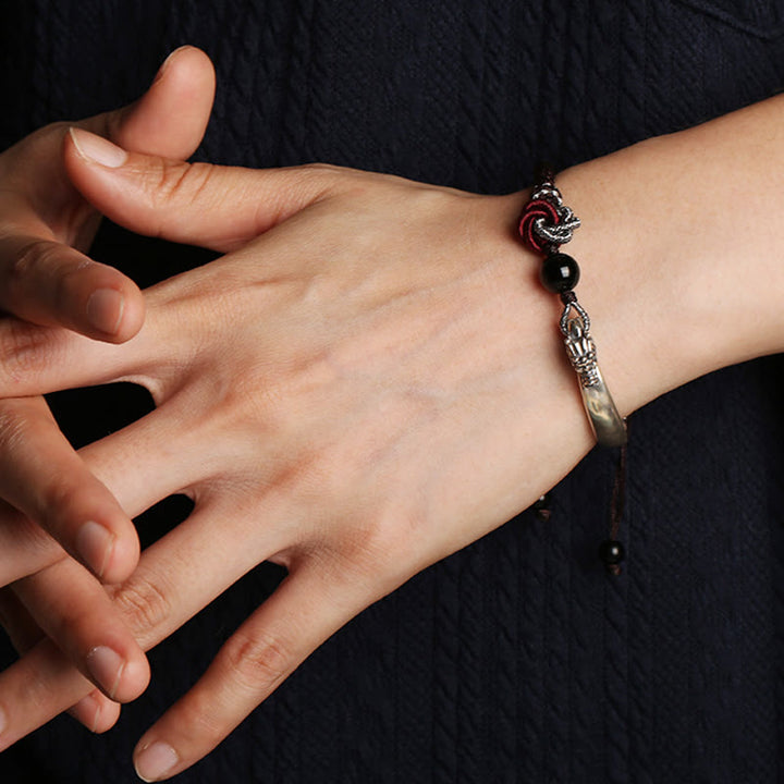 Buddha Stones925スターリングシルバー 縁起の良い龍の成功を祈る手作り編みブレスレット - image 9