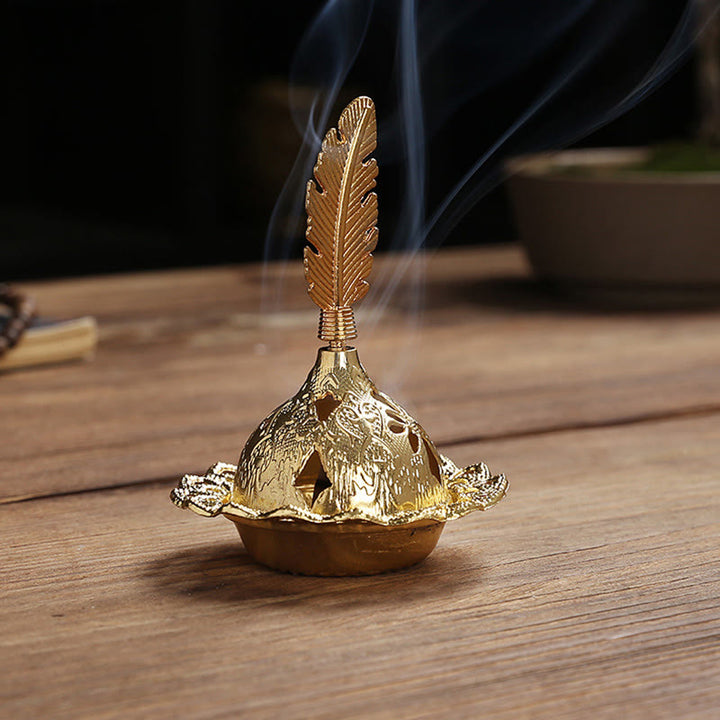 金色のひょうたん型星羽根スピリチュアル瞑想用ミニ合金製香炉
