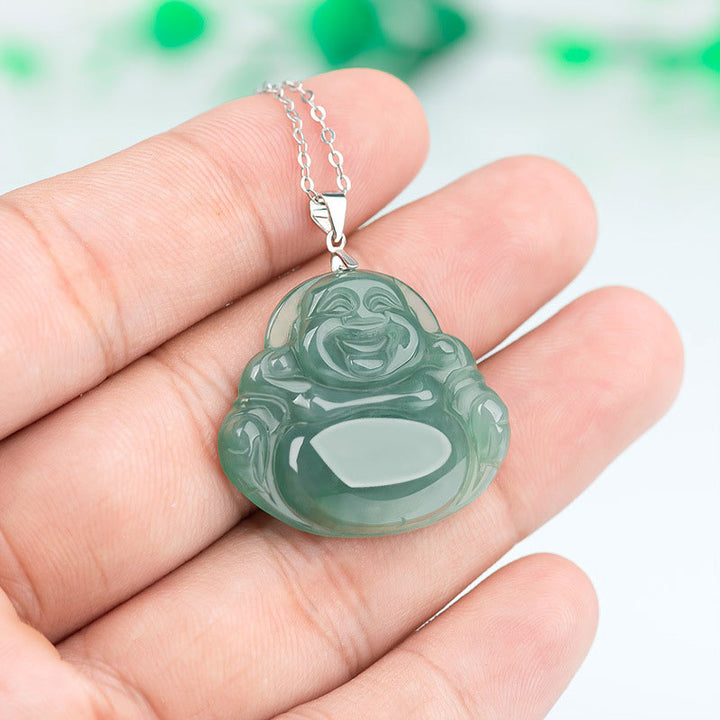 Buddha Stones925スターリングシルバー 笑う仏陀 翡翠 保護 穏やか ネックレス チェーン ペンダント - image 3