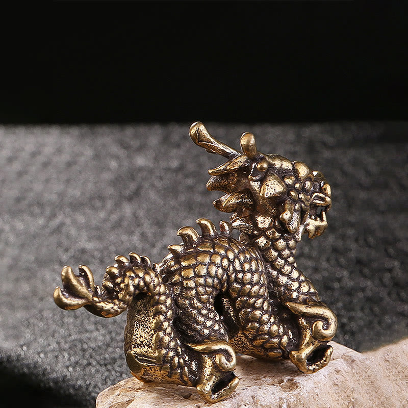 龍の年Buddha Stones小さな縁起の良い真鍮製龍 幸運 成功 家の装飾