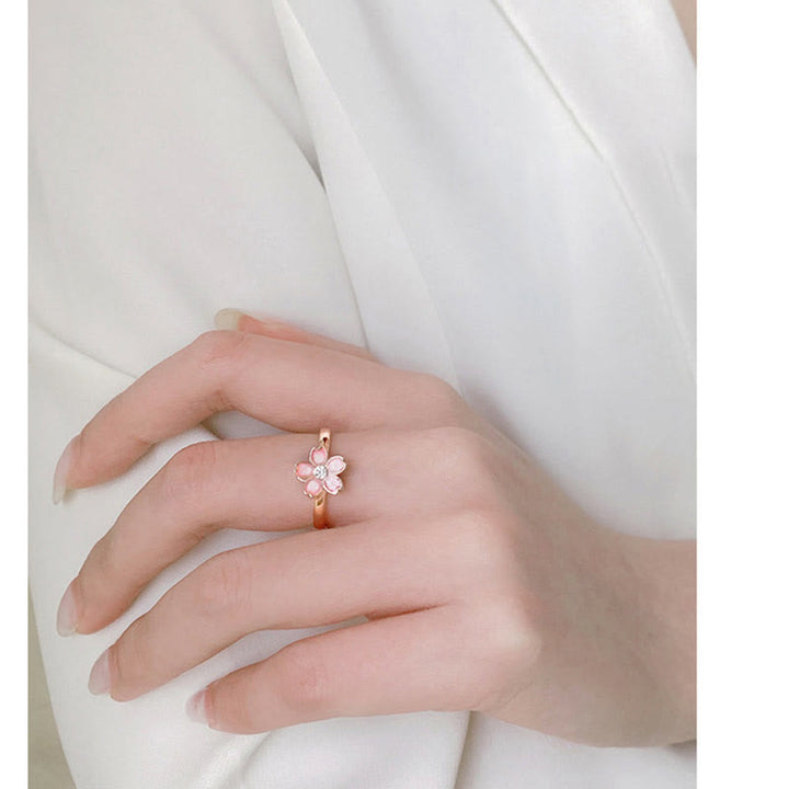 Buddha Stones925スターリングシルバー 桜の祝福チェーンブレスレット 回転リング