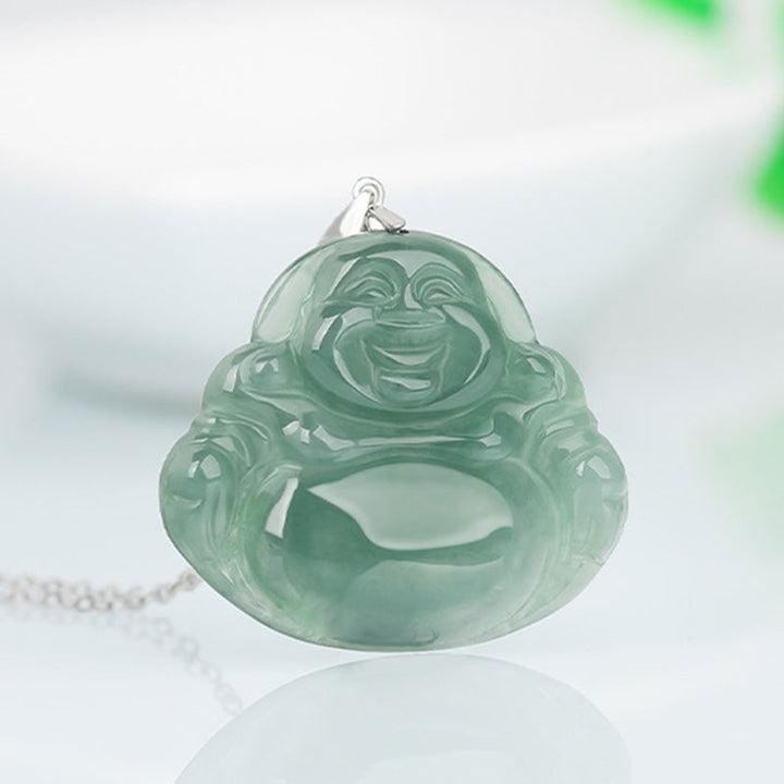 Buddha Stones925スターリングシルバー 笑う仏陀 翡翠 保護 穏やか ネックレス チェーン ペンダント - image 2