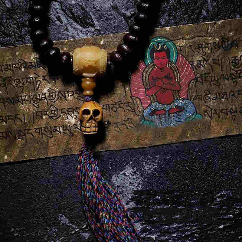 チベットBuddha Stones108 個入りMalaビーズ 紫菩提樹 八卦金剛杵 縁起物 ブレスレット