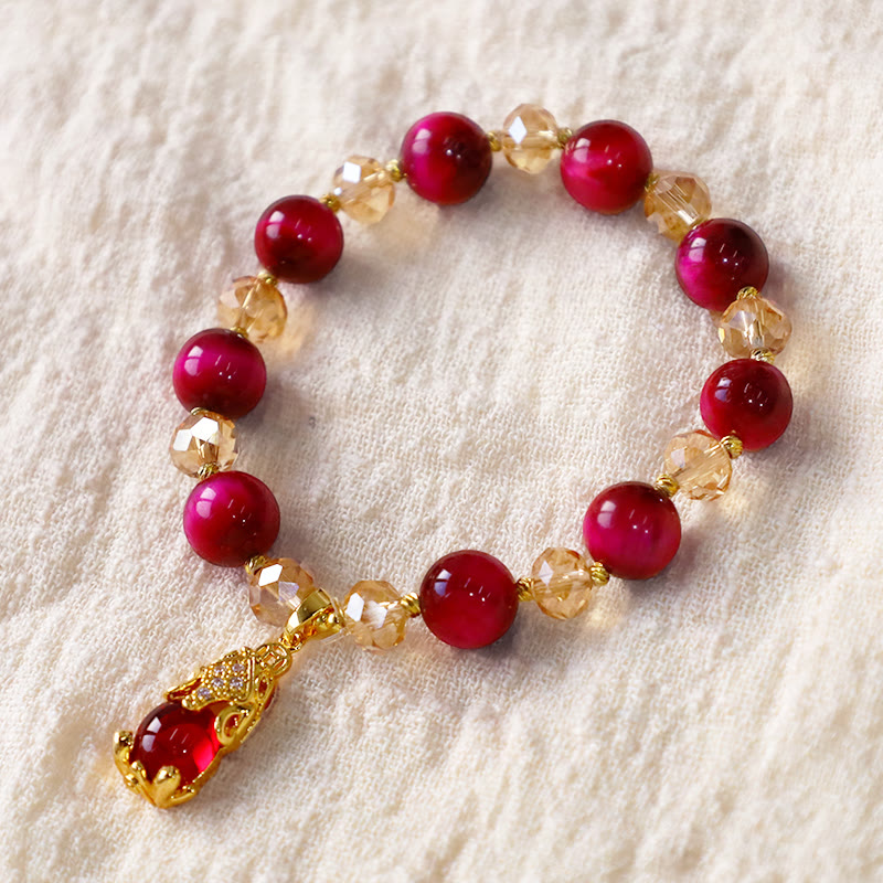 Buddha Stonesレッドタイガーアイ 貔貅 狐 守護 自信 ブレスレット - image 2