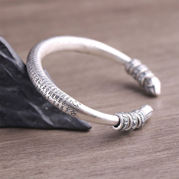 Buddha Stones999スターリングシルバー 般若心経オーム・マニ・パドメ・フム刻印入り 平和 純潔 ブレスレット バングル - image 4