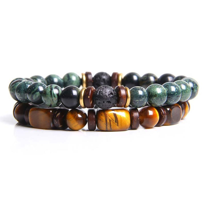 Buddha Stones2個入り ヒーリングクリスタル エンペラーストーン タイガーアイ ビーズブレスレット