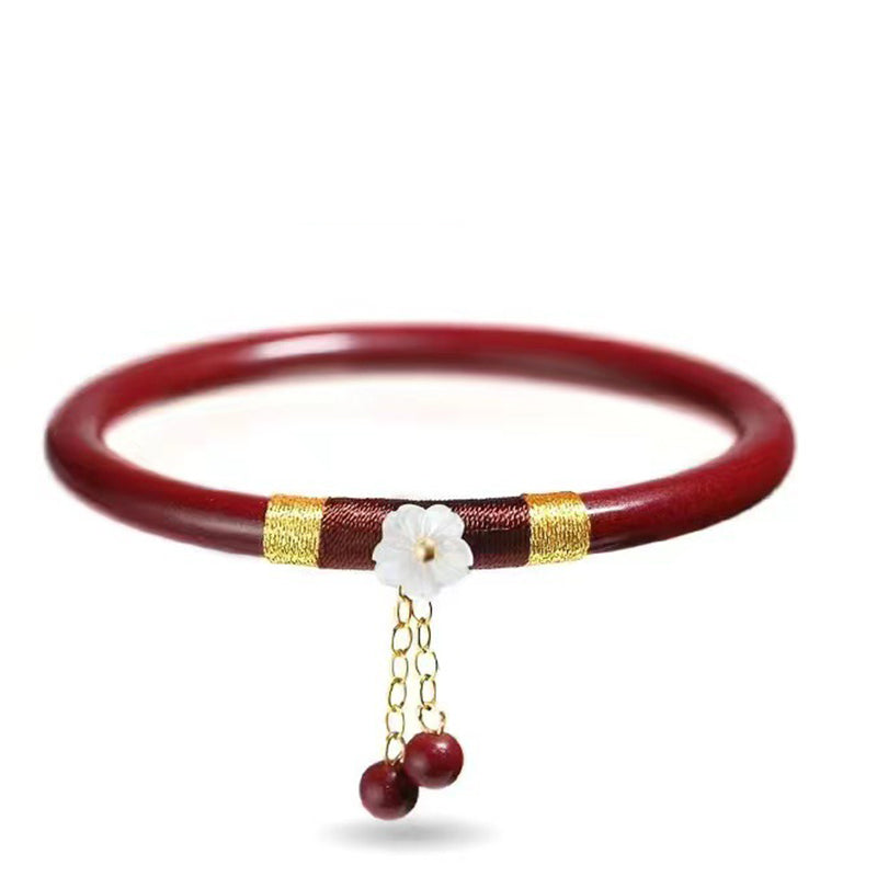 Buddha Stones2個入り 辰砂 花の祝福 バングル チャーム ブレスレット