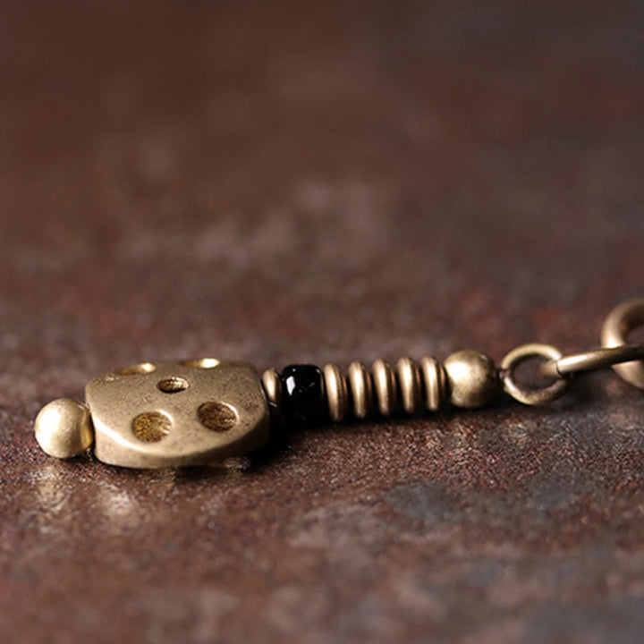 Buddha Stonesレインボーオブシディアン 黒檀 木 銅 ポジティブ マルチレイヤーブレスレット