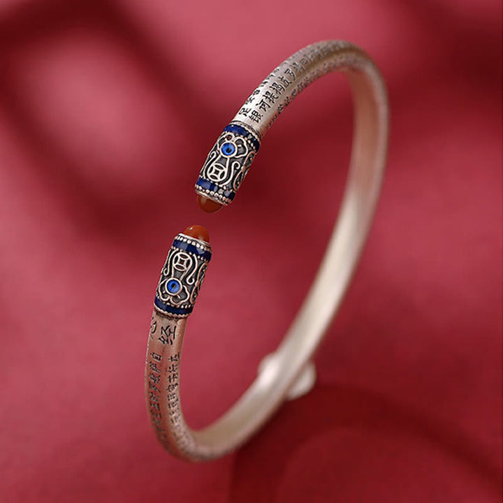Buddha Stones999スターリングシルバー 般若心経 刻印入り 赤瑪瑙守護ブレスレットバングル - image 3