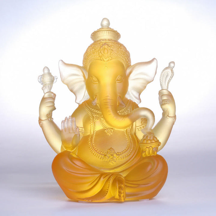 Buddha Stones手作り ガネーシャ ガンパティ 象の置物 リュウリ クリスタル アートピース 守護像 家の装飾