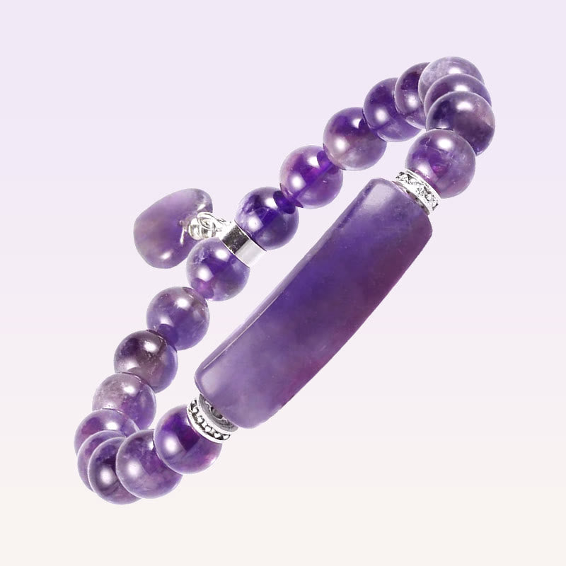 Buddha Stones天然石クォーツ ラブハート ヒーリングビーズブレスレット