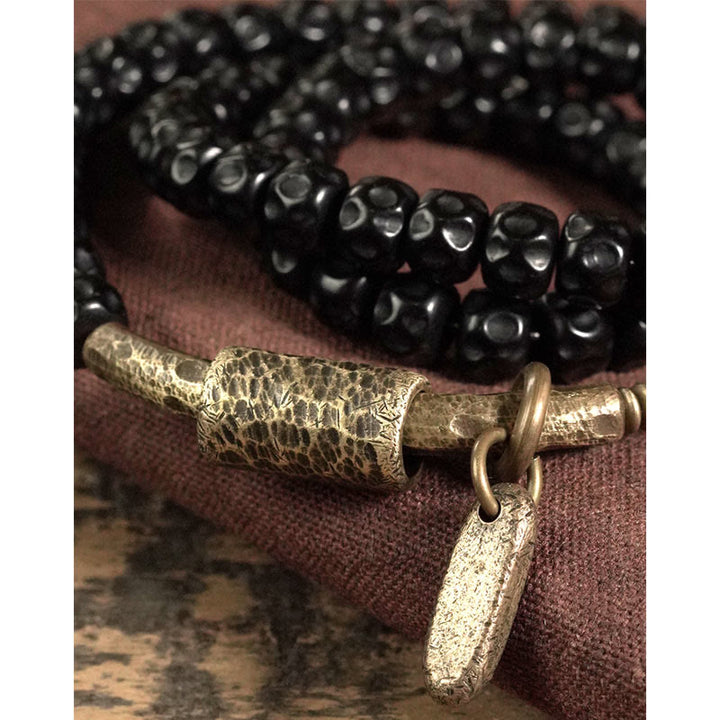 Buddha Stonesレトロココナッツシェル 真鍮銅幸せトリプルラップブレスレット - image 8