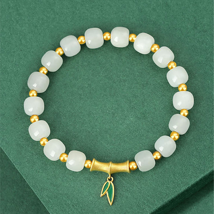 Buddha Stones925スターリングシルバー和田白翡翠竹製幸運ブレスレット - image 2