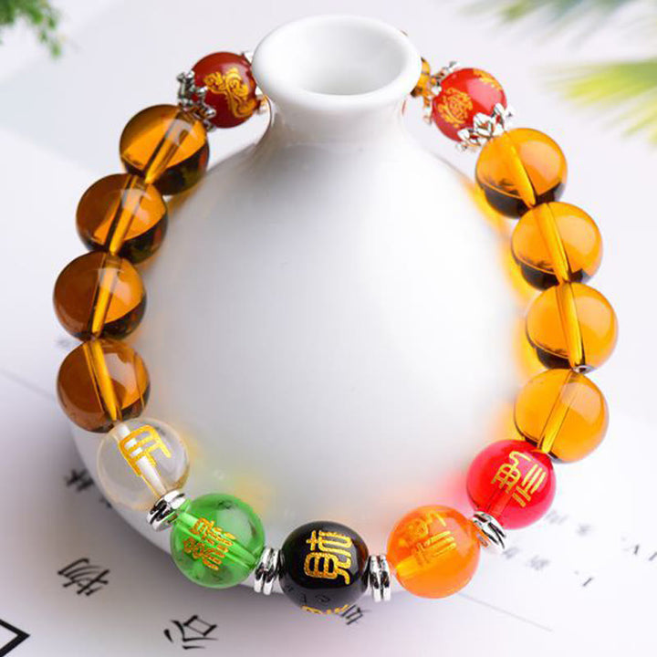 Buddha Stones天然シトリン幸運幸福ブレスレット