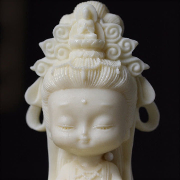 Buddha Stonesミニ象牙フルーツ観音観音菩薩蓮華富のデスク装飾