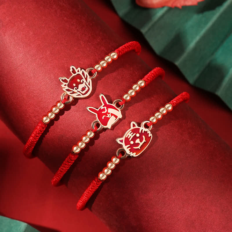 Buddha Stones925スターリングシルバー 中国十二支 幸運 信仰 変色赤紐ブレスレット - image 1