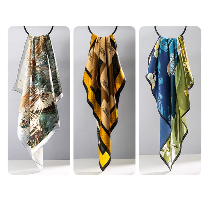 Buddha Stonesジャングル油絵吉兆雲100%マルベリーシルクスカーフプレミアムグレード6A両面シルクネックスカーフ - image 31