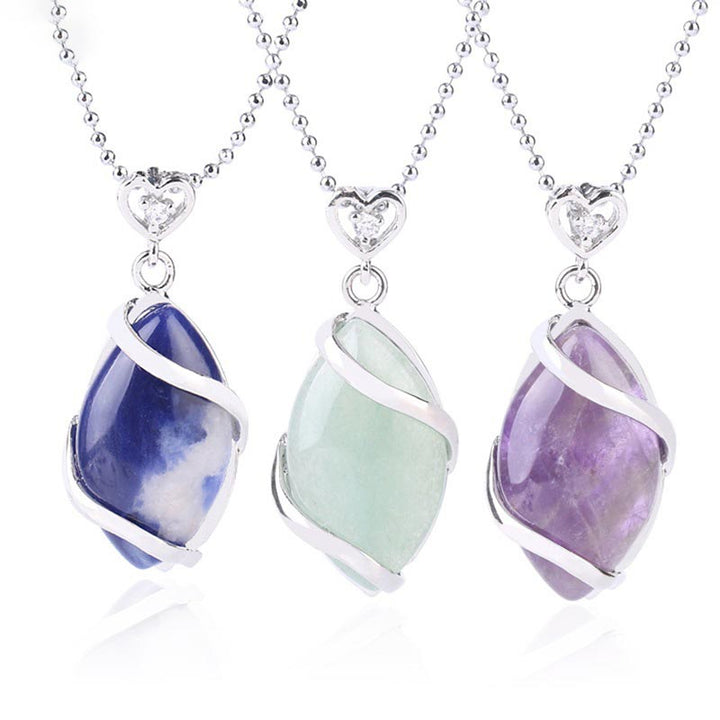 Buddha Stonesマーキス模様 天然水晶石 チャームネックレスペンダント
