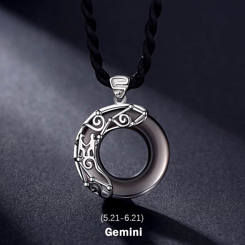 Buddha Stones12星座 アイスオブシディアン 祝福 ラウンドペンダントネックレス - 双子座 - ロープ - image 4