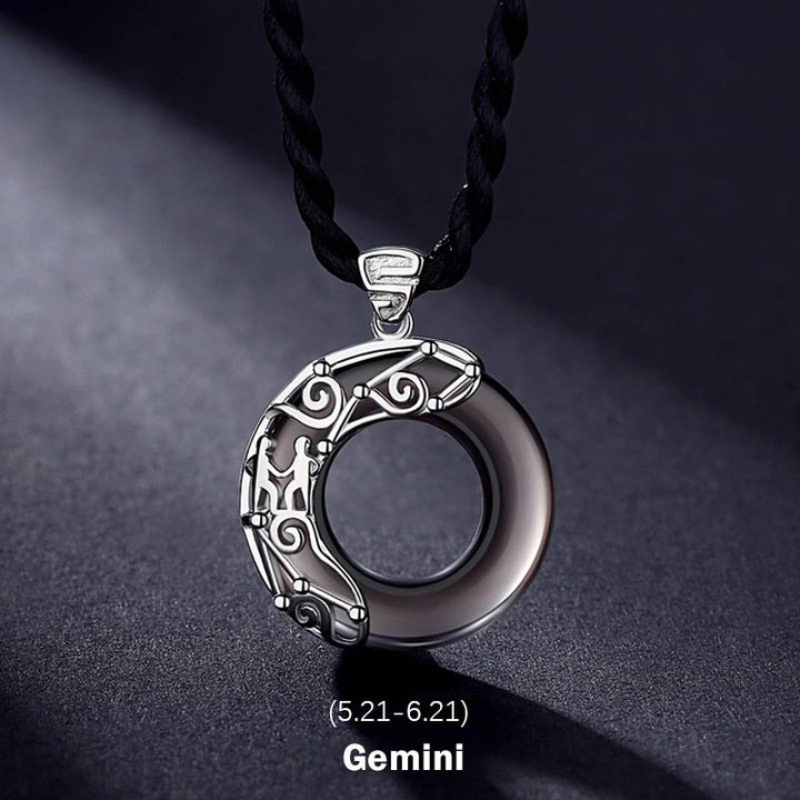 Buddha Stones12星座 アイスオブシディアン 祝福 ラウンドペンダントネックレス - 双子座 - ロープ - image 4