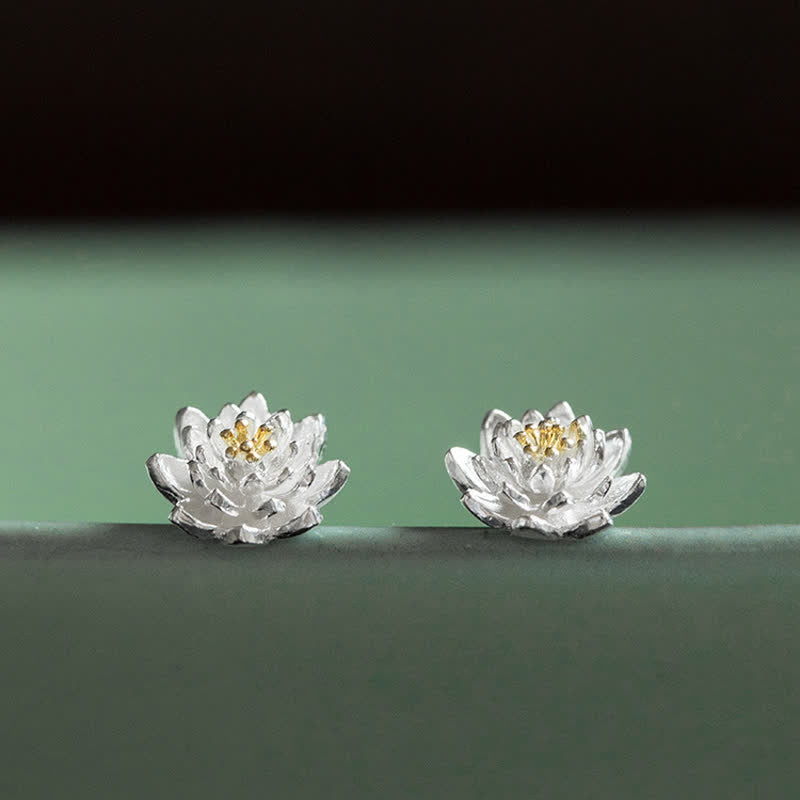 Buddha Stones925スターリングシルバー ロータスフラワー バランスイヤリング