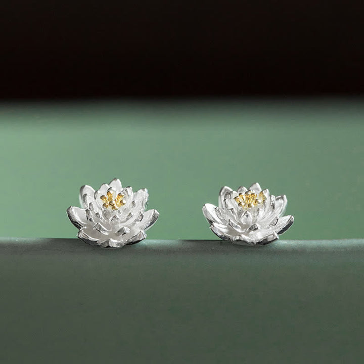 Buddha Stones925スターリングシルバー ロータスフラワー バランスイヤリング