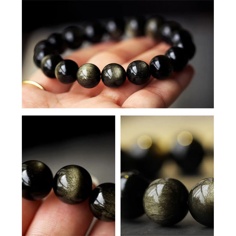 Buddha Stones925 スターリングシルバー十二支誕生仏天然金光沢 黒曜石 琥珀 富の守護ブレスレット - image 17