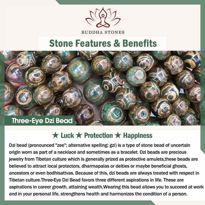 Buddha Stones 108 個入りMalaビーズ 三目玉 九目玉 翡翠 幸運ブレスレット