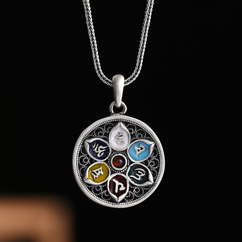Buddha Stonesチベットオーム・マニ・パドメ・フム純度ネックレスペンダント - オーム・マニ・パドメ・フム(ラブ♥フォーカス) - image 0