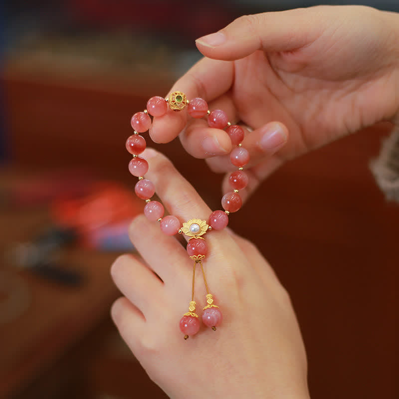 Buddha Stones925 スターリングシルバー 燕元瑪瑙 蓮の花 悟りのブレスレット